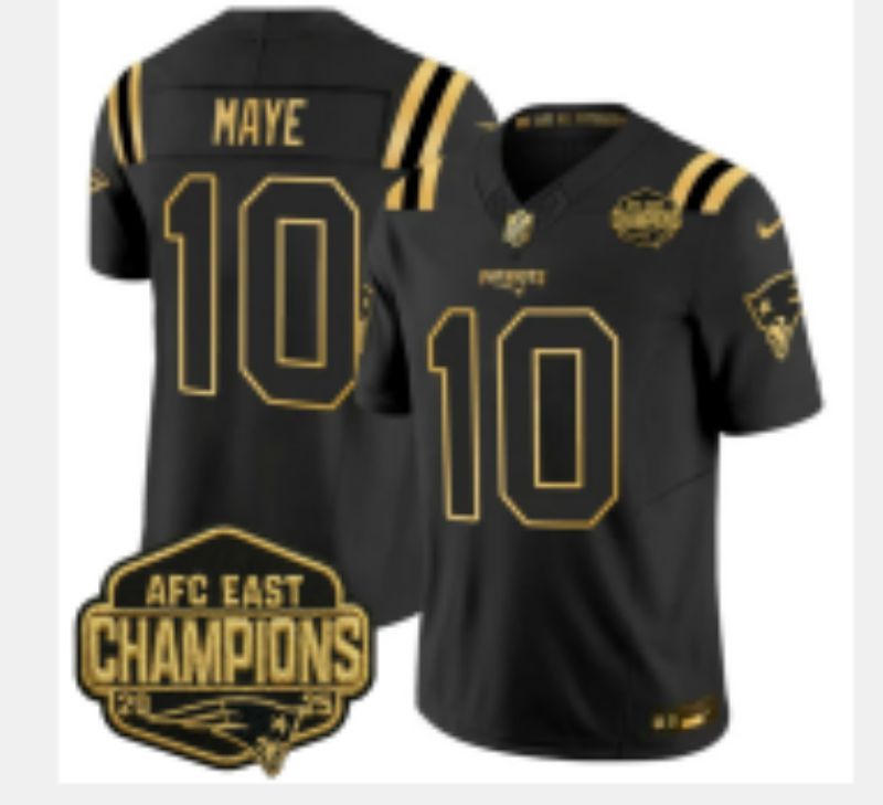 Men 2026 New England Patriots #10 Maye Black gold 3th generations Nike Limited NFL Jersey style 005